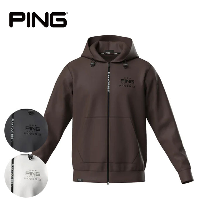 ピン ゴルフウェア 長袖 フルジップブルゾン フーディーダンボールニット メンズ メンズ ピン ゴルフウェア アウター ダンボールニットフルジップ