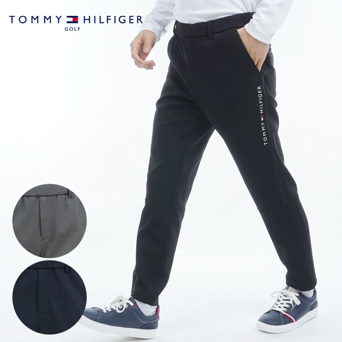 【サイズL☆美品】トミーフィルフィガーゴルフ　フリース紺パンツ　チェックロゴ総柄 サイズL☆美品】トミーフィルフィガーゴルフ フリース紺パンツ