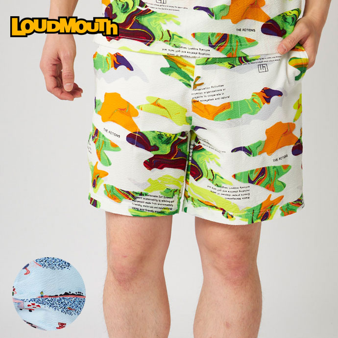 メンズ ラウドマウス ゴルフウェア パンツ サッカー地ショート