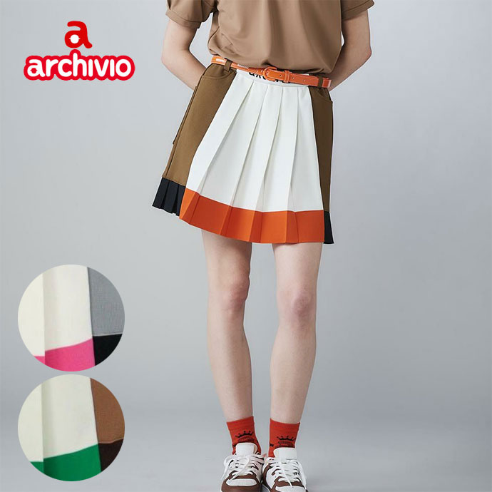 アルチビオ　レディース　スカート　ゴルフウェア レディース アルチビオ ゴルフウェア スカート 配色ニットプリーツ
