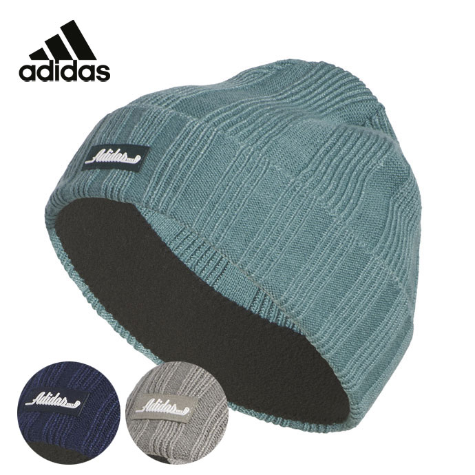 メンズ アディダス ゴルフウェア キャップ 裏フリース付きロゴビーニー