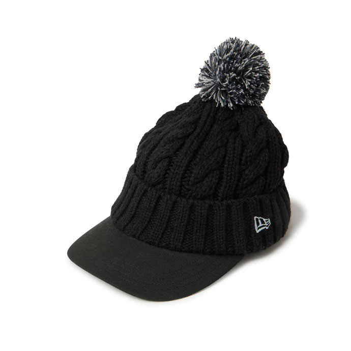 レディース ニューエラ ゴルフウェア キャップ GFW VISOR KNIT POM BLK