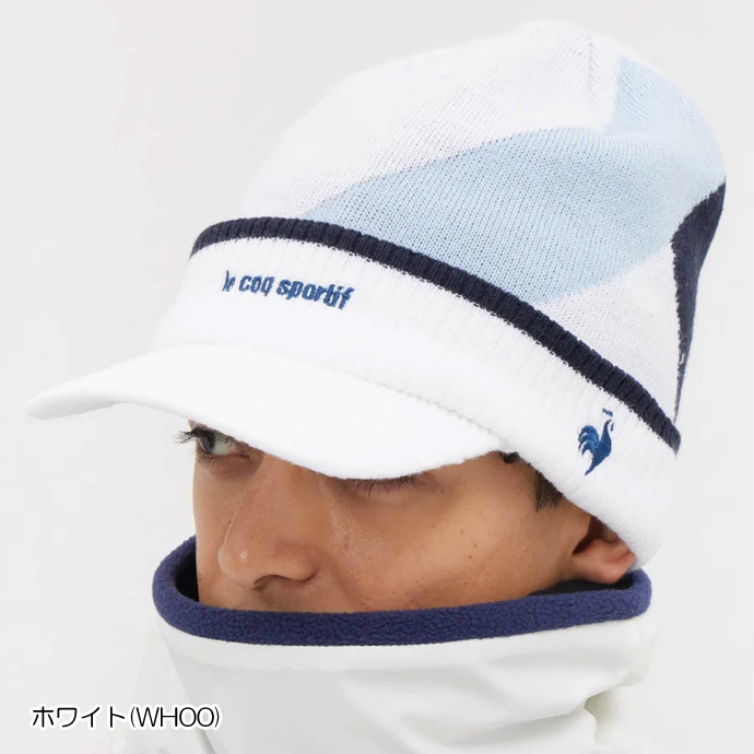 メンズ ルコック ゴルフウェア キャップ 庇付きニットキャップ