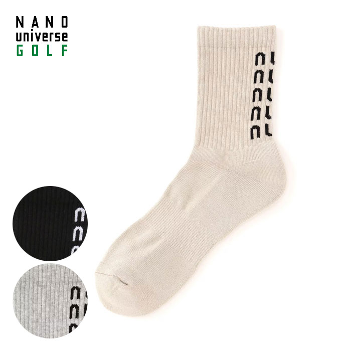メンズ ナノユニバース ゴルフウェア ソックス ロゴミドルソックス