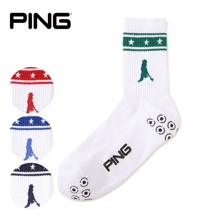 メンズ ピン Mr.pingラインデザインミドルソックス 6216186111 男性用