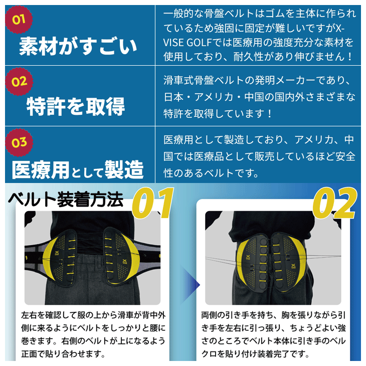 リンクス X-VISE (クロスバイス) 動滑車式骨盤ベルト | つるやゴルフ