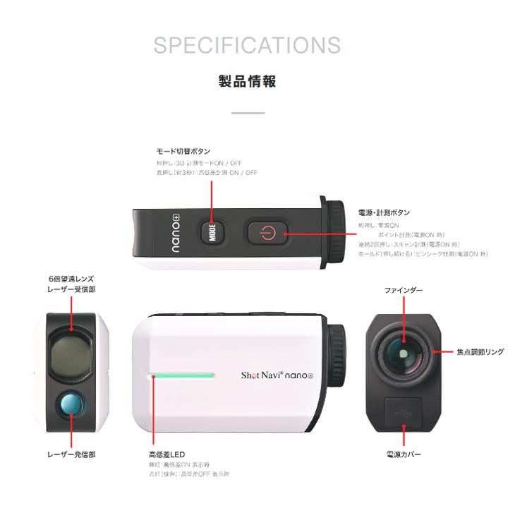ショットナビ Laser Sniper nano ゴルフ レーザー距離計 ShotNavi（ショットナビ） LaserSniper nano(レーザースナイパー・ナノ
