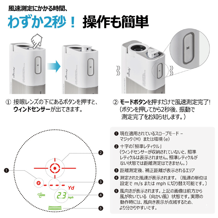 ゴルフゾン キャディトーク ウインディ ゴルフ用レーザー距離計